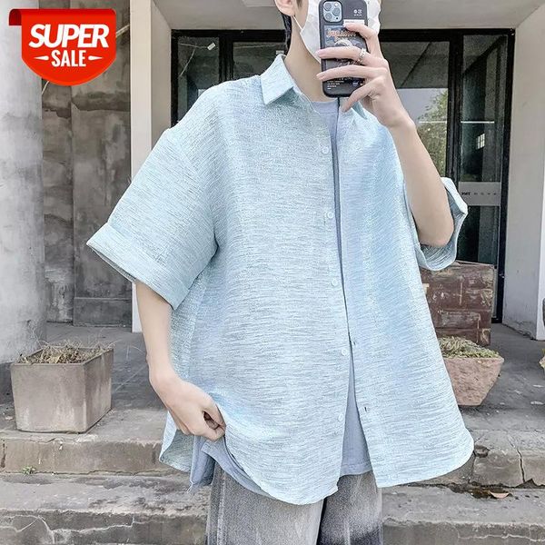 

bright shirt 2020 summer men's fashion loose clothes short sleeve camisa masculina streetwear shirts large size s-2xl #rr1w, White;black