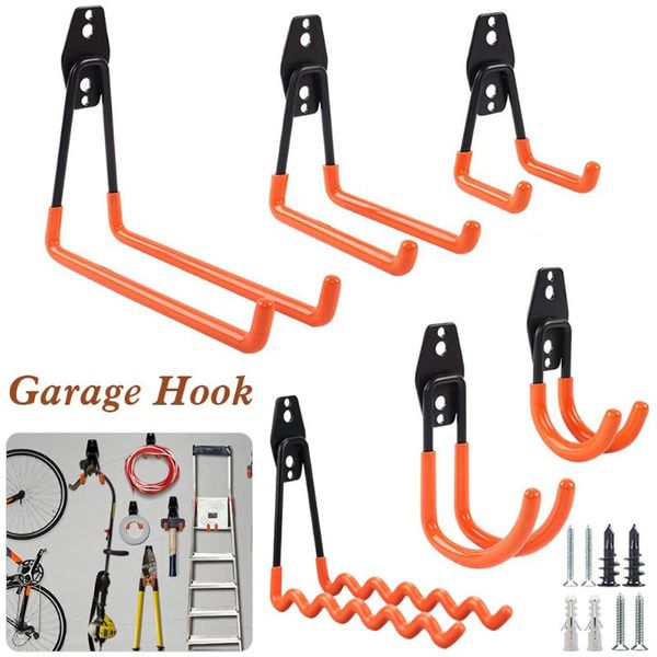 

hooks & rails garage hook heavy-duty steel storage wall-mounted organizer for ladder, bike, garden tool
