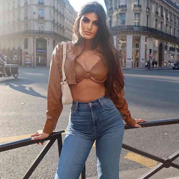 

2021 women's autumn new hy21461pf foreign style short pu leather piece, Black