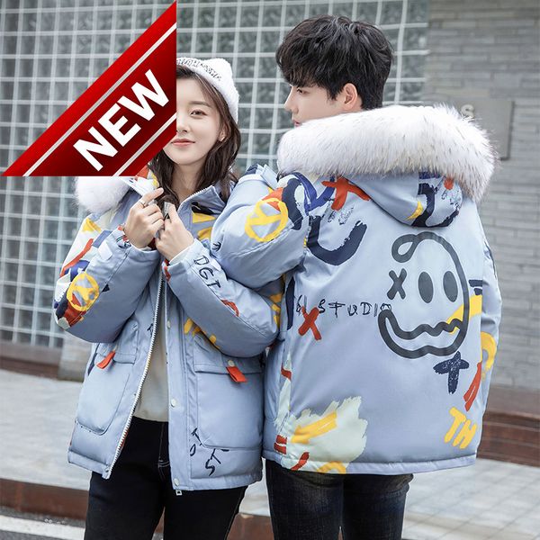 

men down jackets couple coat winter casual thick warm jacket autumn new outwear windproof hat hoodedwdq1801, Black