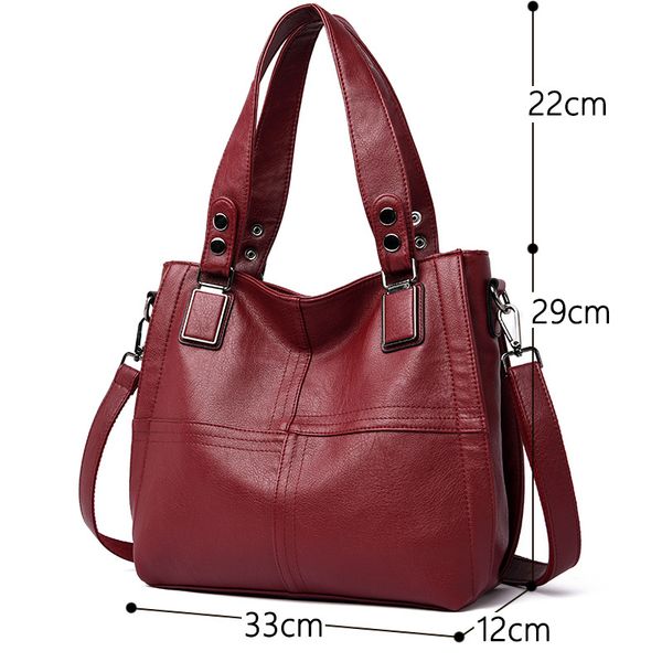 

new luxury brand women leather handbag genuine casual tote bags soft sheepskin female big shoulder 27k