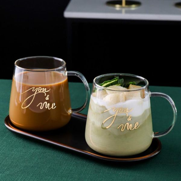 

wine glasses korean simple glass cup nordic coffee mug golden letters creative high capacity juice cups home tazas drinkware da60blb