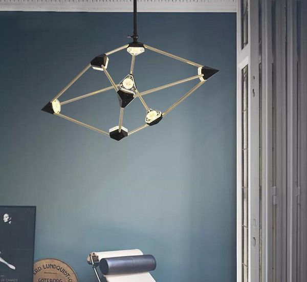 LED Işıklar Kolye Lambaları Modern Minimalist Rhombus Atmosferik Yaratıcı Ev Aydınlatma Kuzey Avrupa Kütüphane Yatak Odası