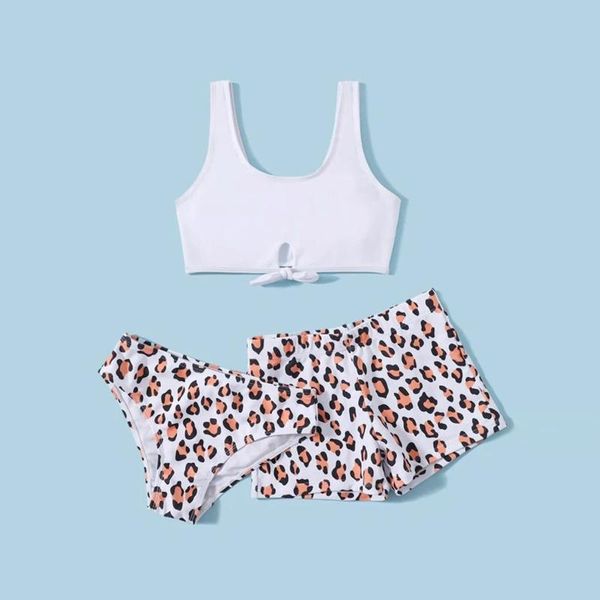 

one-pieces children's swimwear baby bathing suit 3 pieces leopard sunflower swimming suits for girls toddler kids beach wear swimsuits, Black