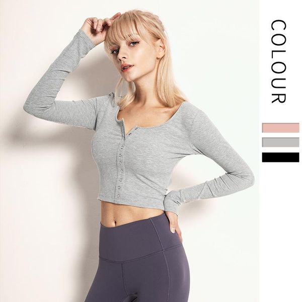 

slim slimming sports long-sleeved yoga round-neck threaded fitness clothing breathable quick-drying tank women outfit
