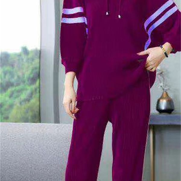 

dresses miyake three quarter hooded neck t-shrit + bloom pants stripe suit, White