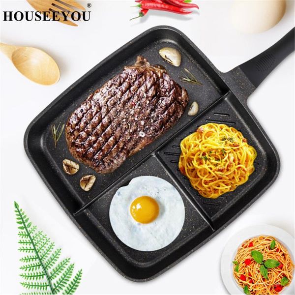 

three in one multi purpose separation pot fryer pan breakfast non stick grill fry oven meal skillet barbecue plate roasting pans