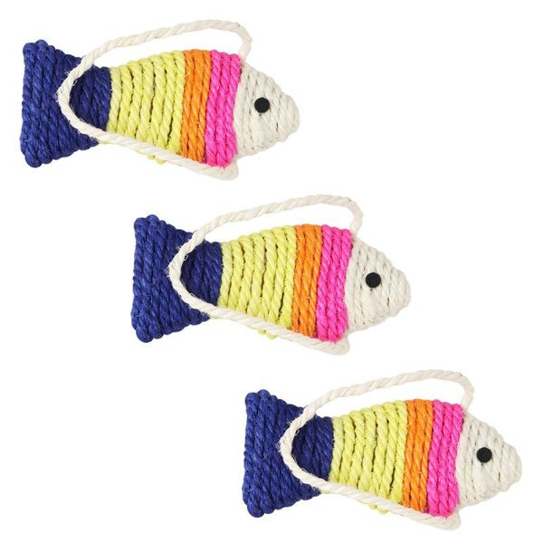 

cat toys 3pcs scratch board fish shape sisal scratching mat