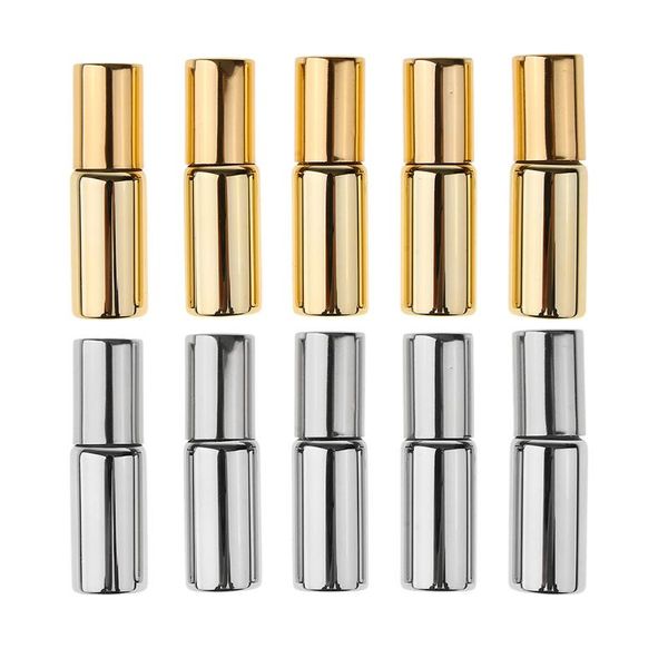 

set of 5 empty 5ml mini roll on bottles essential oils roller ball vials refillable containers - size 5x1.7 cm/1.97x0.67 in storage & jars