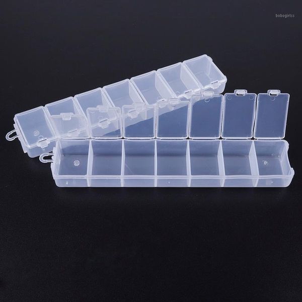 

long strip plastic box transparent small parts nail jewelry beads tools art storage 3.3*15.5cm1, Silver