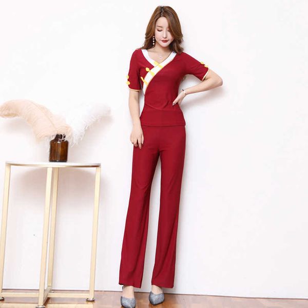 

luxury party evening dress 2021 health club women's slim fit shop foot therapy technician's cloth pants suit, White;pink