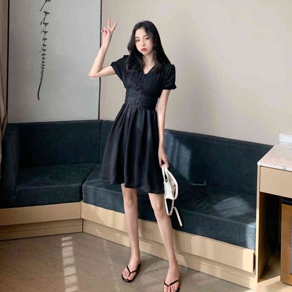 

dresses summer 2021 fashion women short sleeve v-neck mini dress, Black;gray