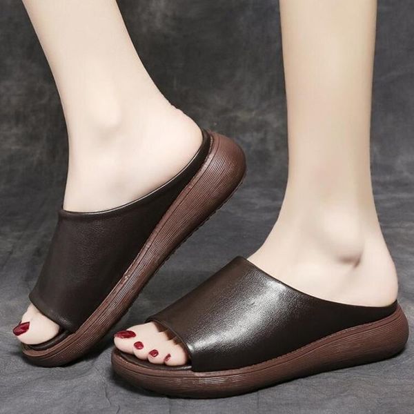 

fashion summer slides women slippers thick platform non-slip sandals leisure flip flops outdoor beach ladies shoes mules, Black