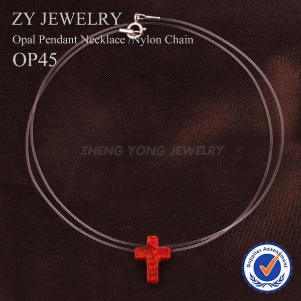

pendant necklaces transparent nylon chain necklace fashion synthetic op45 cross opal for women, Silver