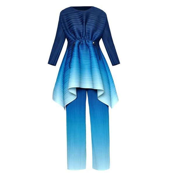 

women's two piece pants gradient ladies outfits set plus size drawstring waistline loose + wide leg, White