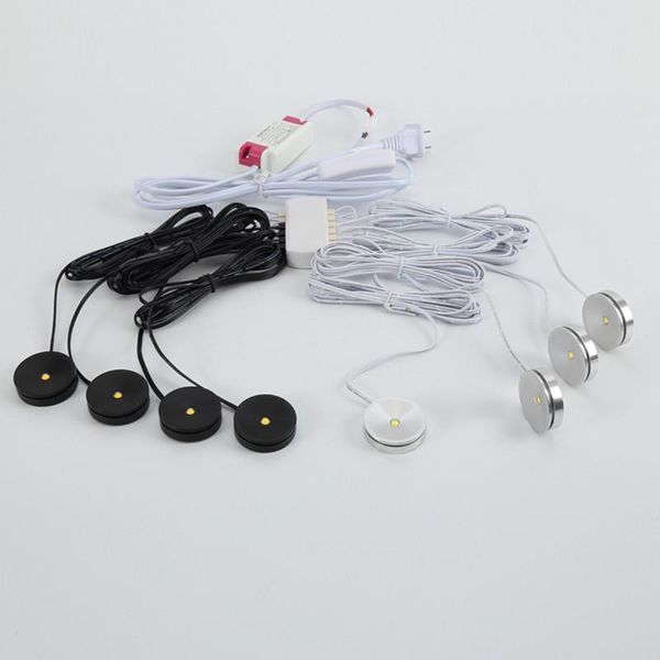 

cabinet light mini led lights spot downlights puck lamp 4/6/8/12 switch and eu plug for kitchen closet wardrobe under counter