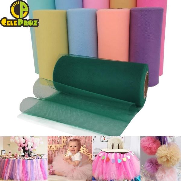 

party decoration tulle roll spool 5cm 15cm 25cm organza pink blue fabric tutu skirt girl baby shower decor supplies 25y