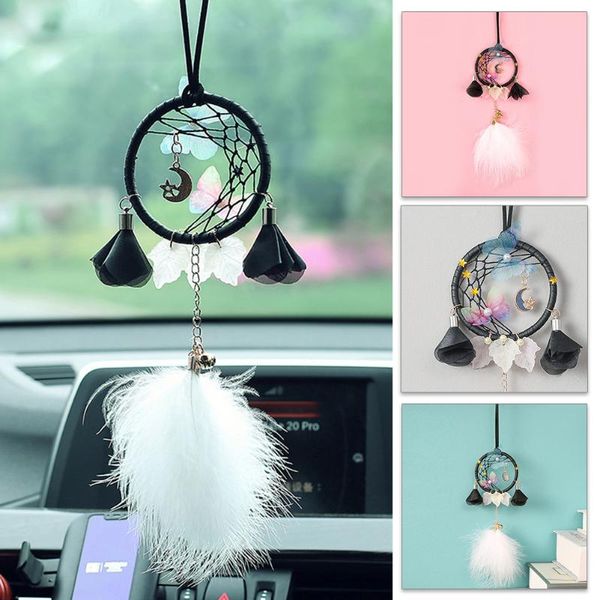 

interior decorations beautiful 1pc car pendant rearview mirror feather decor auto ornament hang charm unique