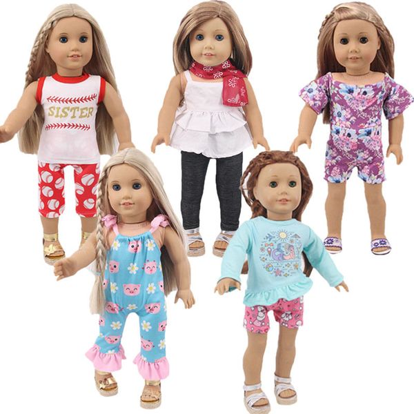 

2022 new design 18 inch doll cloth with trousers apparel for american girl our generation