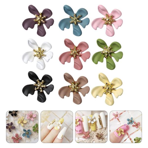 

nail art decorations 9pcs studs metal decoration floral ornament manicure supplies, Silver;gold