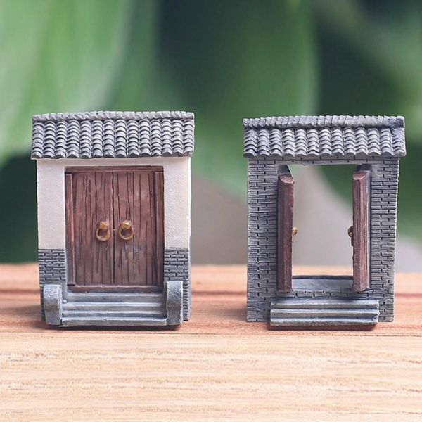 Objetos decorativos estatuetas artesanato em resina modelo de porta aberta mini jardim de fadas miniaturas casa de bonecas faça você mesmo/terrários/garrafa/micro terra de musgo