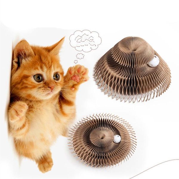

pet cat scratch board corrugated paper folding collapsible bowls toys grinding toy with bells scratcher