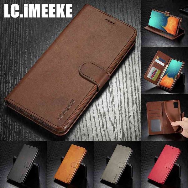 Leder Wallet Case für S21 Samsung Galaxy Note20 Ultra S20 FE S10 Plus A72 A52 A71 A51 5G A42 A32 A21s A22 Flip Cover A12 A02S