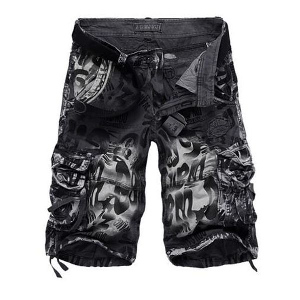 

design men summer camouflage military cargo shorts bermuda masculina jeans male fashion casual baggy denim 29-42 210716, White;black