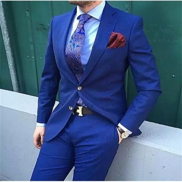 

men's suits & blazers royal slim blue fashion business suit of men (jacket + pants tie) men's groom's tuxedo wedding hnw4, White;black