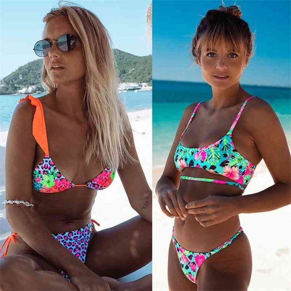 

tyakkve bikinis 2021 mujer women swimsuit female floral print swimwear ruffle bathing suit summer beachwear biquini, White;black