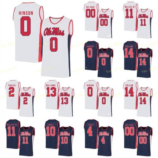 Maglia da basket NCAA College Ole Miss Rebels 33 John Mcbride 34 Conner Mckay 4 Breein Tyree 5 KJ Buffen 3 Terence Davis Custom Ed