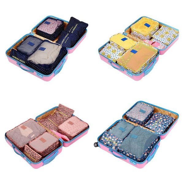 

6pcs/set waterproof travel bag luggage clothes tidy sorting pouch portable organizer duffel bags