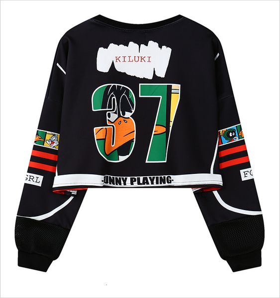 

women's hoodies & sweatshirts black cute women long sleeve crop winter harajuku cartoon print sweatshirt girls oversized mini loose pul