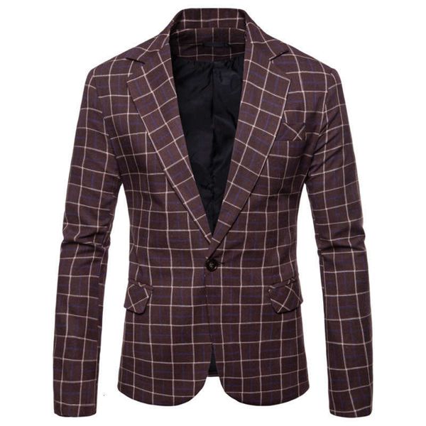 

suits & men's blazers european fall casual plaid suit 9656, White;black