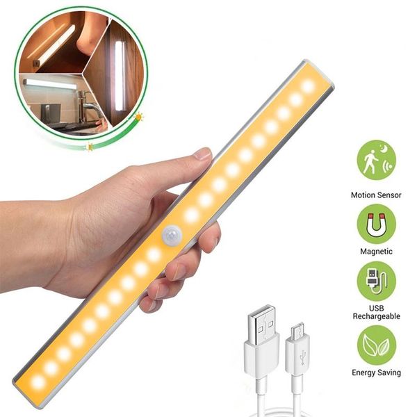 

cabinet light 30 40 60 leds under night usb rechargeable motion sensor closet kitchen bedroom lighting wall lamp