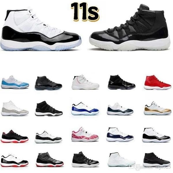 

1s basketball shoes boots unc 11 11s bred platinum tint legend gamma blue concord low space jam 25th anniversary mens sneaker, Black