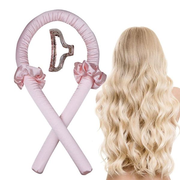 

heatless curling rod headband lazy curler set soft wave rollers not damage women hair curls styling tools straighteners, Black