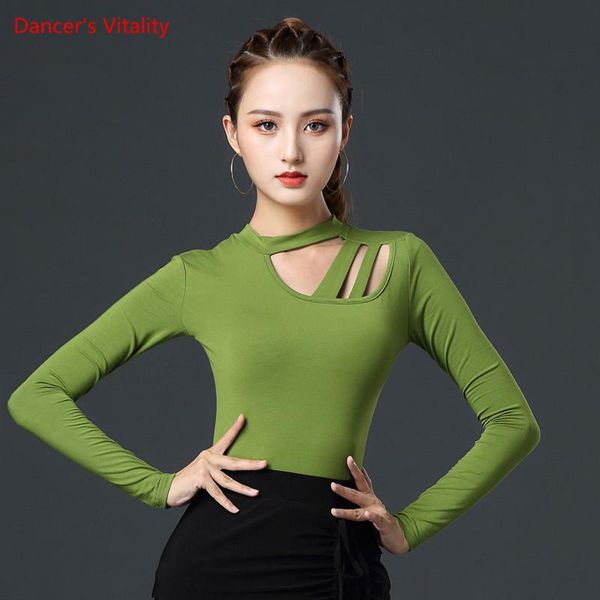 

stage wear latin dance shirt national standard dancing costumes female fashion performance clothes practice clothing, Black;red