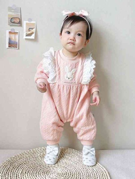 

peninsula baby rabbit patched letter pattern ruffle detail jumpsuit she, Blue