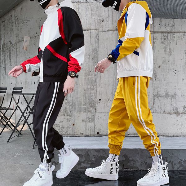 

men's hoodies & sweatshirts 2-piece set of men's high collar long sleeve sweatshirt, gym sportswear, training clothes, sportswear, Black