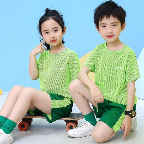 

clothing sets casual kids clothes 2 piece set green cool boy t-shirt + shorts boys tracksuit children baby, White