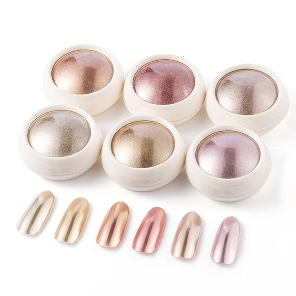 

nail glitter 1 box metallic powder rose gold metal mirror aurora effect decoration dust chrome pigment 6 colors art decor, Silver;gold