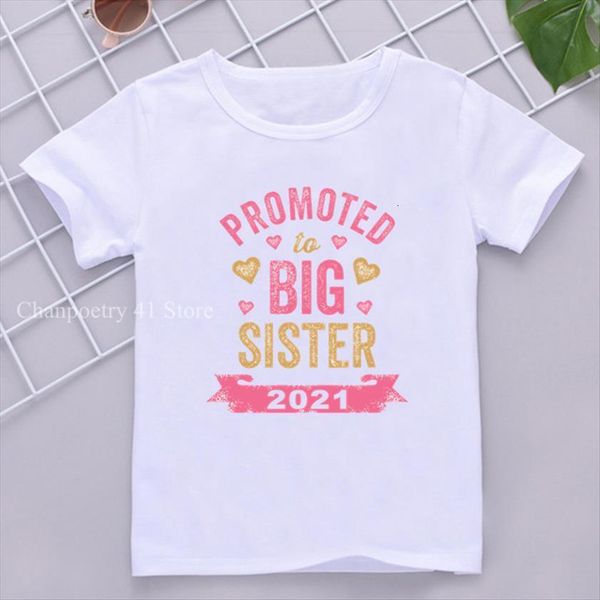 

kids summer fashion children short sleeve white t shirt promoted to big sister letter print clothes, Blue