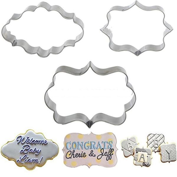 

3pcs cake tool mold mould pastry fondant cookies cutter decorating sugar craft square, rectangle, oval fashionable stylish #38 baking & tool