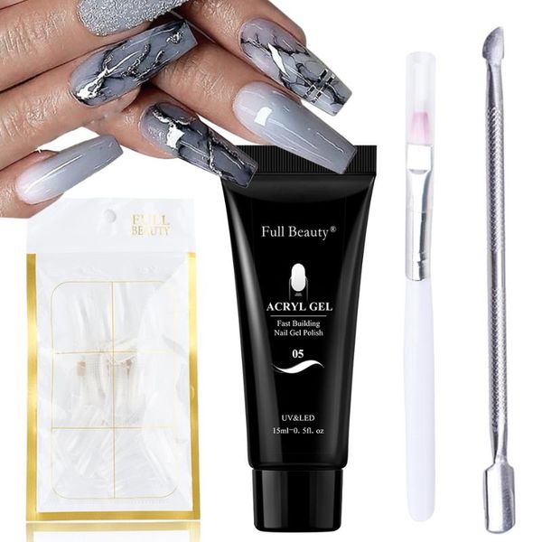 

nail art kits 9type crystal extension kit portable fast builder varnish acrylic cuticle pusher tool brush for manicure le1809-2