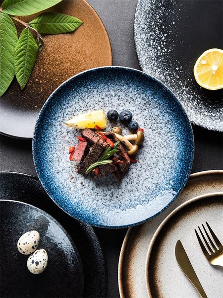 

dishes & plates japanese 6/8 /10 inch deep shallow ceramic dinner dish porcelain salmon steak pasta dessert western plate tableware wholesal