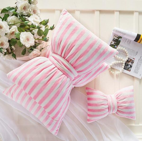 

cushion/decorative pillow 23*30cm/33*48cm/43*58cm pink/grey/blue striped butterfly bow neck cushion waist back lumbar car throw