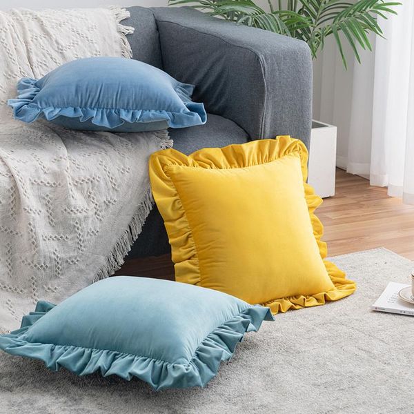 

cushion/decorative pillow 30*50cm solid color cover velvet plush sofa office cushion throw home decoration pillowcase 40819