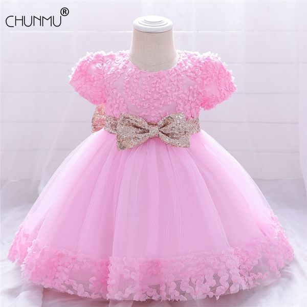 

baby girl clothes vestidos infantil for s princess dress lace tutu infant 1 year birthday party born 210508, Red;yellow