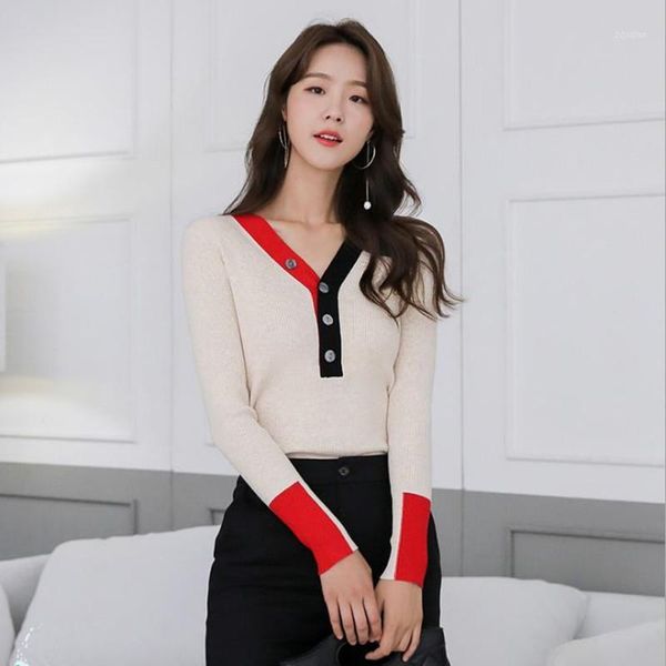 

autumn 2021 women's v-neck sweater sweaters, White;black